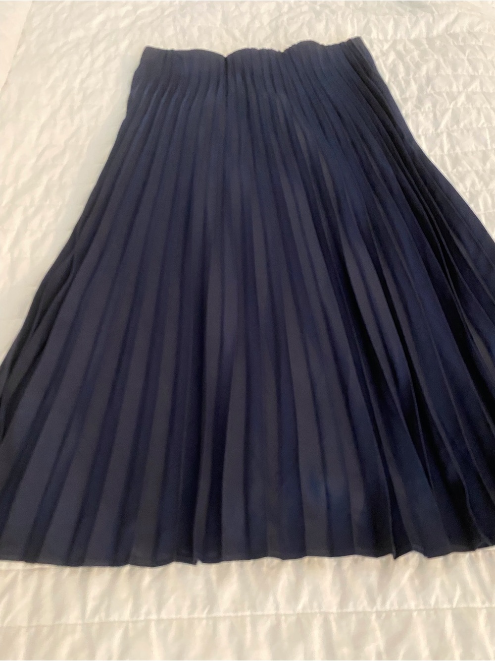 J. Crew Navy Pleated A-Line Midi Skirt - Picture 2 of 5